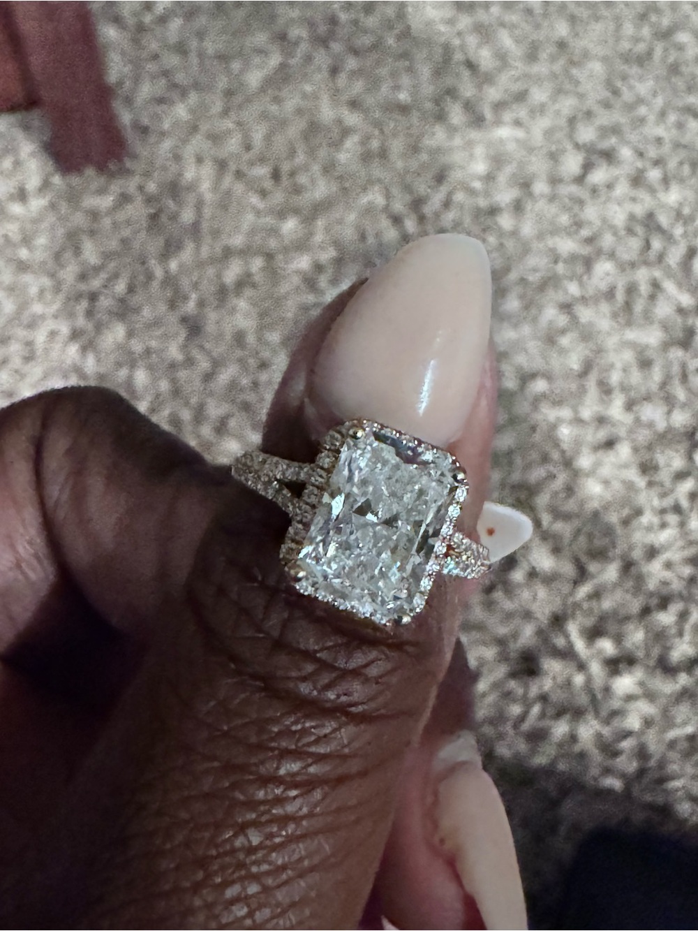 Kay Jewelers White and Gold Radiant Halo Diamond Ring